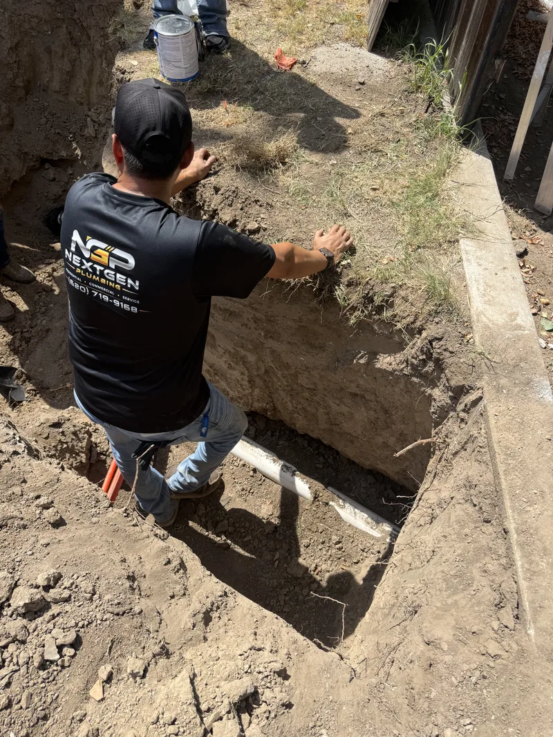 NextGen Plumbing crew completing underground plumbing work